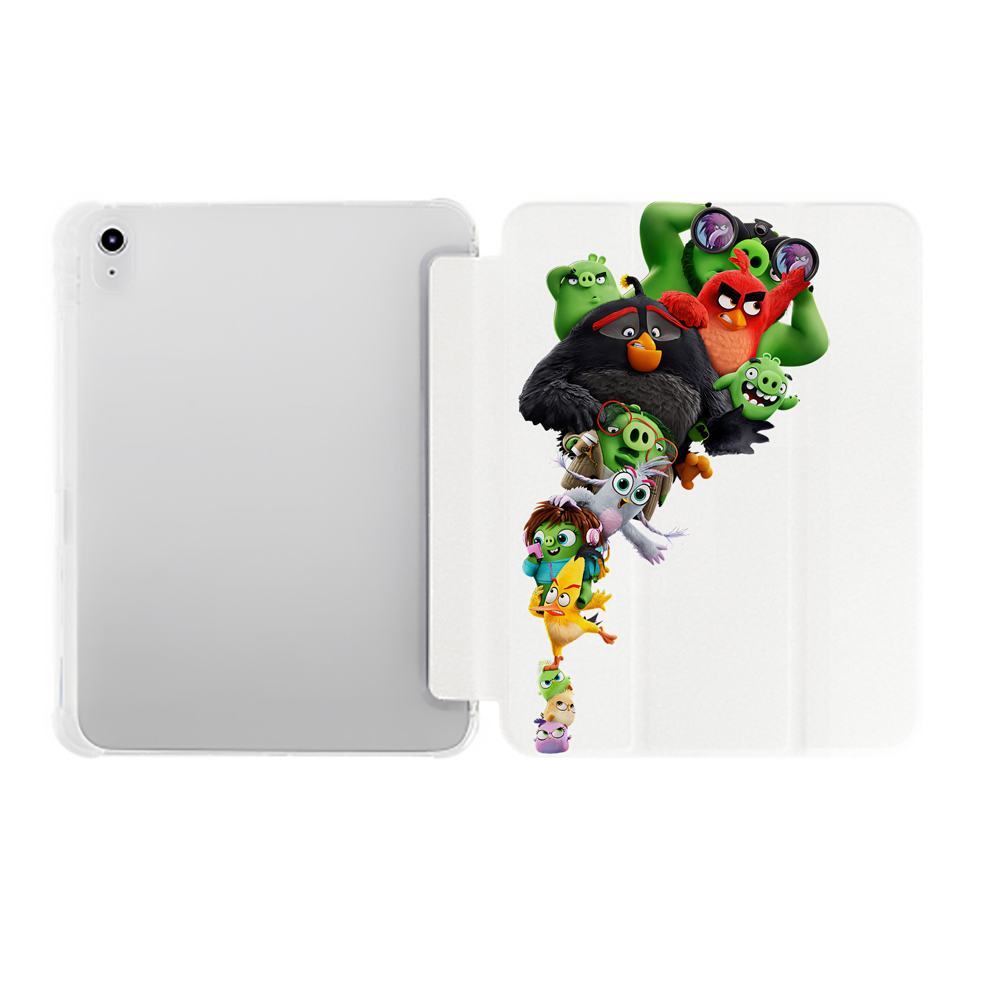 （画像用） Angry Birds アングリーバード IPad ケース ペン収納付き 三つ折りスタンド PUレザー×シリコン 対応機種9.5/10.5/10.9インチ